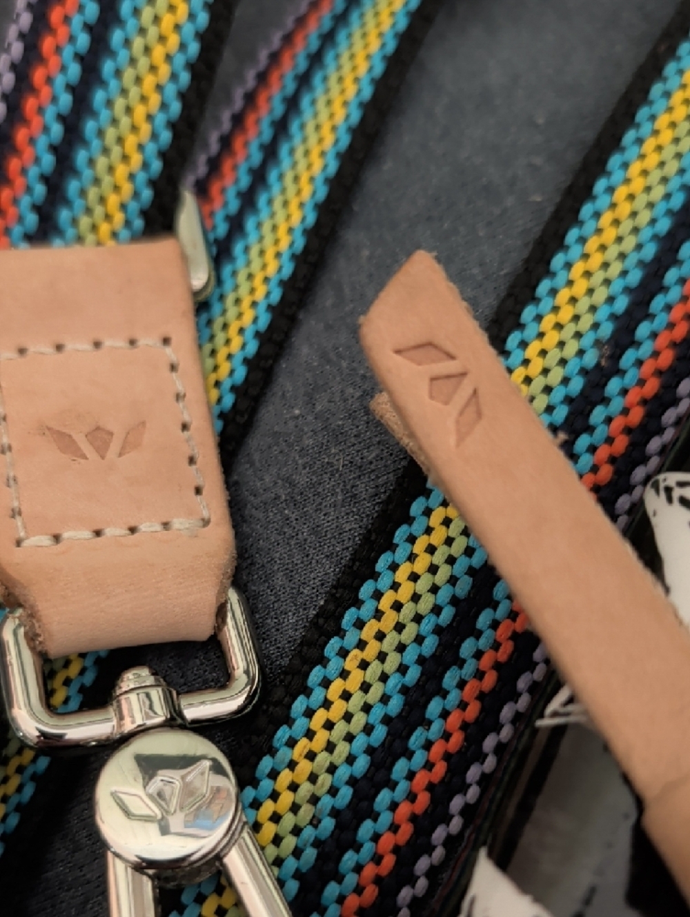 Consuela Black & White Star Crossbody with Multicolor Stripe Strap - Picture 6 of 6